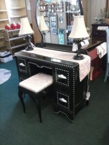 Art Deco Antique Vanity Painted Black With Tacks